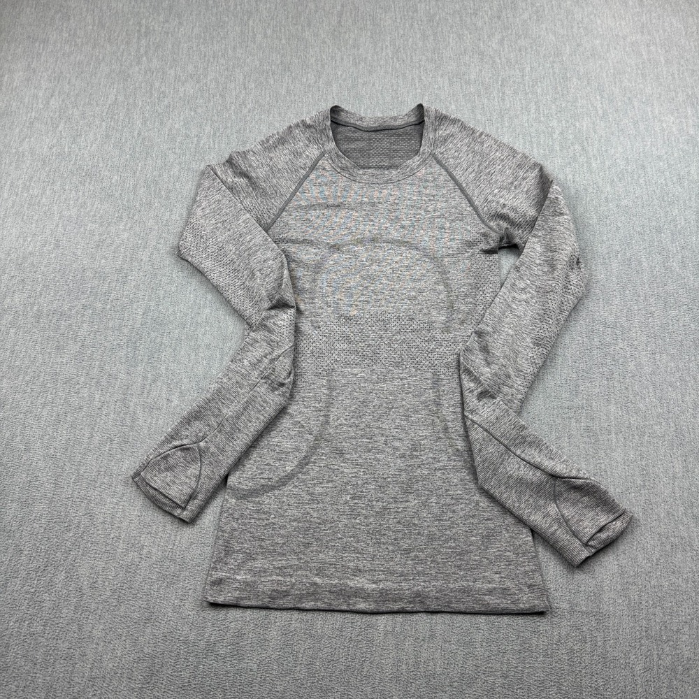 Lululemon Shirt Women 2 Gray Swiftly Tech Long Sleeve 2.0 Workout Gym Training